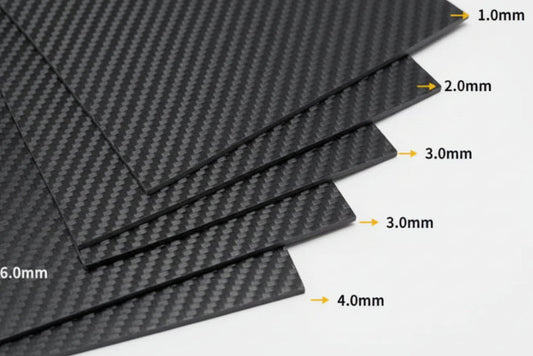 3K Carbon Fiber with a diagonal pattern Plate, Available in Matte or Glossy Twill Finish