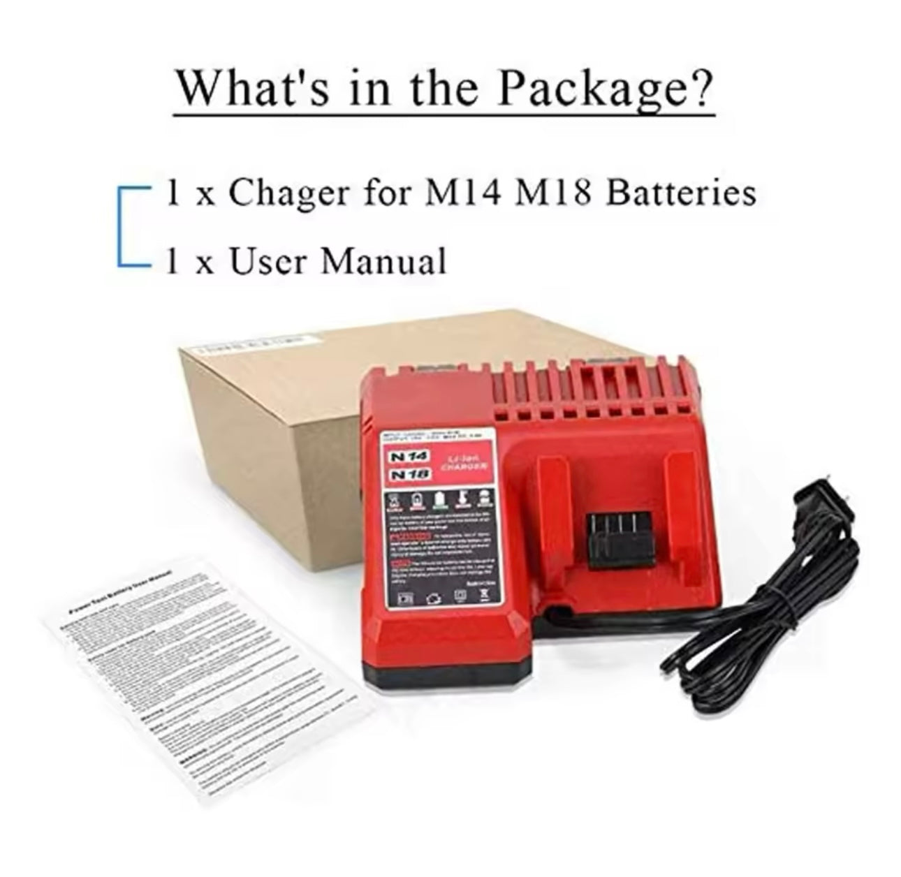Li-ion Battery Charger 110-240V Fast Lithium Battery Charger for Milwaukee M18 48-11-1815 48-11-1828 48-11-