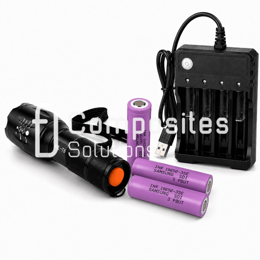 2x Samsung INR18650-35E+ 4 slots charger + flashlight