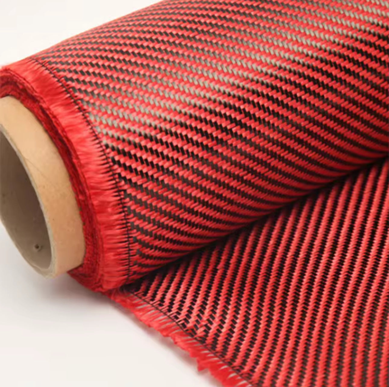 Red Kevlar Aramid Carbon Hybrid twill woven fabric