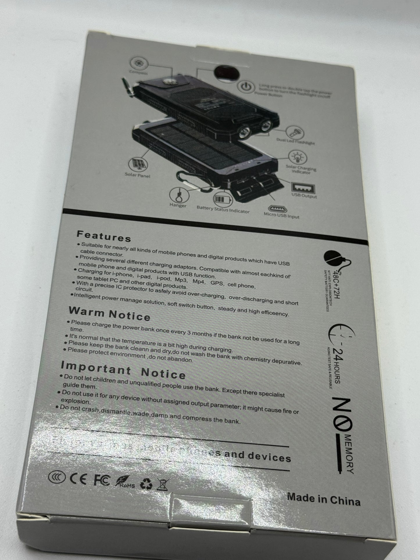 20000mAh Portable Solar Power Bank