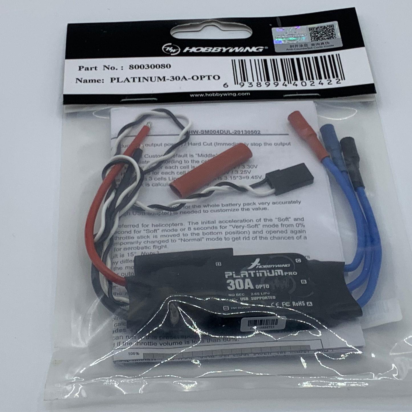 HOBBYWING PLATINUM PRO - 30A-OPTO ESC FOR RC PLANE GLIDER HELICOPTER