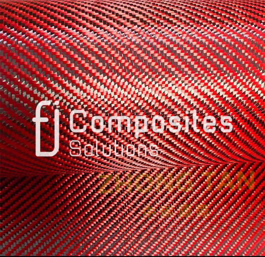 Red Kevlar Aramid Carbon Hybrid twill woven fabric