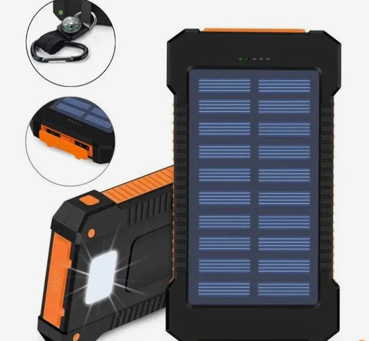 20,000mAh Portable Solar Power Bank – Fast Charging, Waterproof, with SOS Flashlight