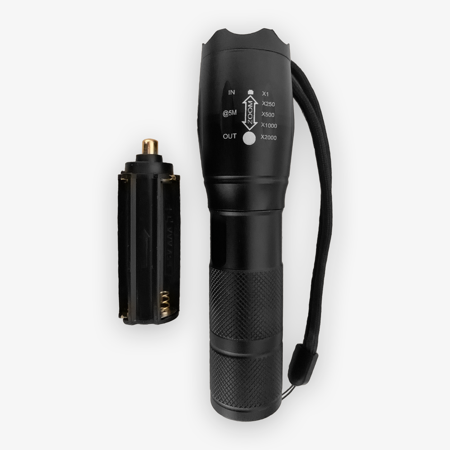 Rechargeable LED Zoomable Flashlight, 2000 lumens, including 1x Li-ion 18650 Battery