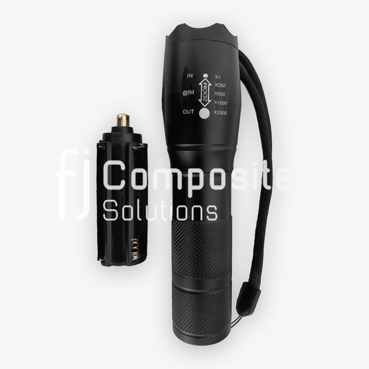 Rechargeable LED Zoomable Flashlight, 2000 lumens, including 1x Li-ion 18650 Battery