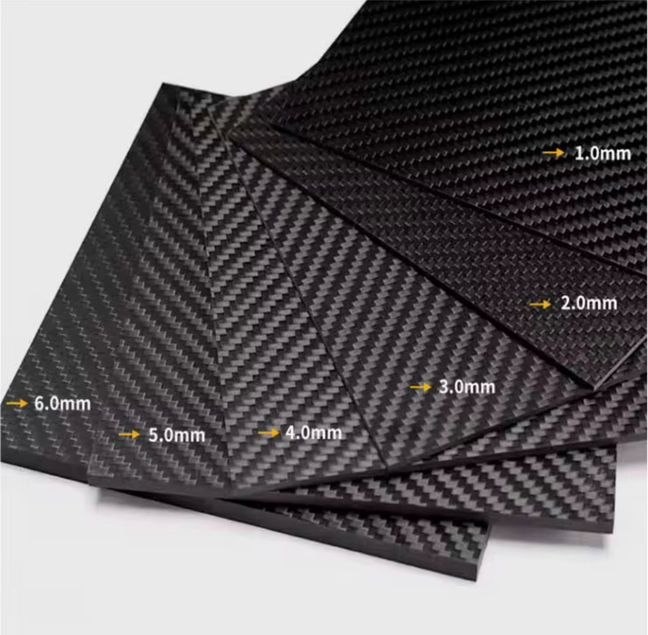 3K Carbon Fiber with a diagonal pattern Plate, Available in Matte or Glossy Twill Finish