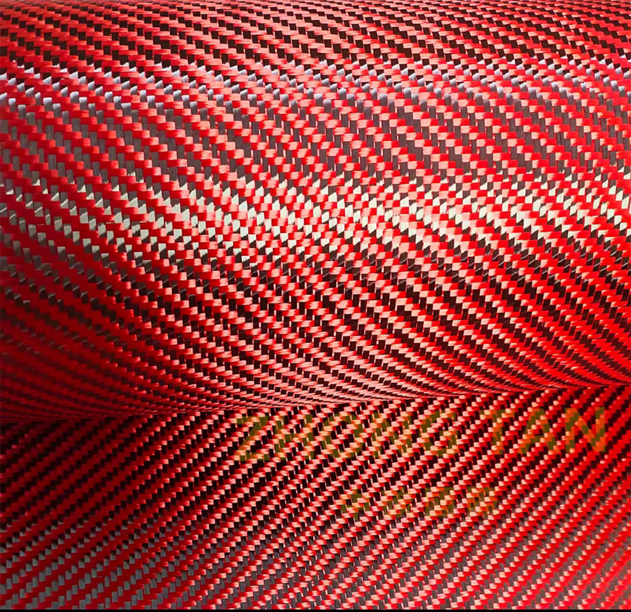 Red Kevlar Aramid Carbon Hybrid twill woven fabric