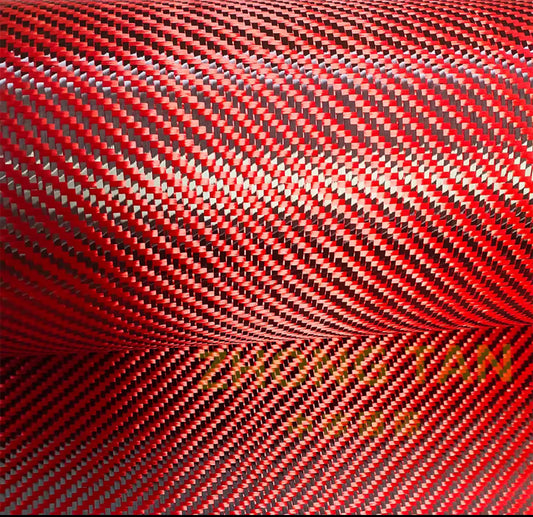 Red Kevlar Aramid Carbon Hybrid twill woven fabric