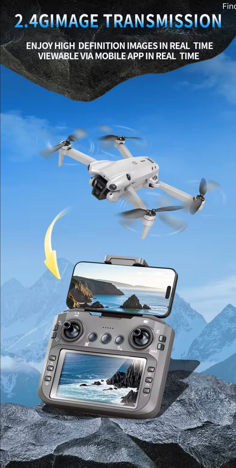 2.4GHZ WiFi foldable quadcopter drone with camera follow me obstacle Avoidance
